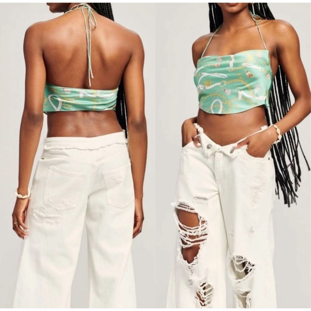 NWT SER.O.YA Ellison Green Nautical Halter Top S